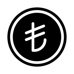 turkish lira coin black glyph icon