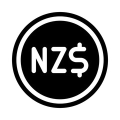 new zealand dollar coin black glyph icon