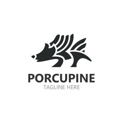 Porcupine logo design. animal vintage minimalist logo Hedgehog modern template