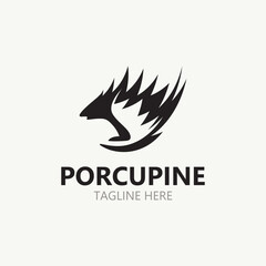 Porcupine logo design. animal vintage minimalist logo Hedgehog modern template