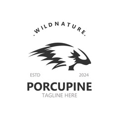 Porcupine logo design. animal vintage minimalist logo Hedgehog modern template