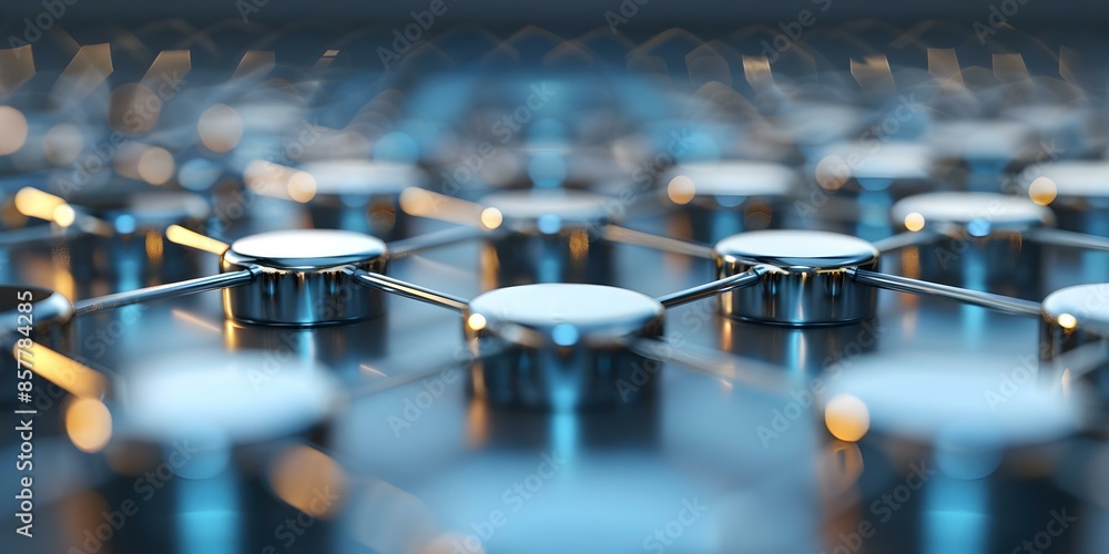 Poster techcreated 3d grid network with glowing digitalization wave connecting everything. concept technolo