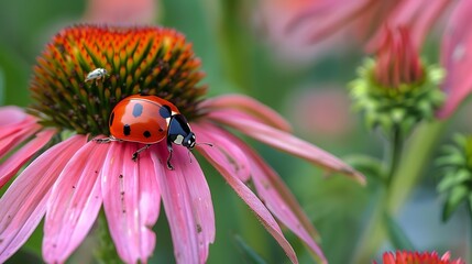 Fototapeta premium Ladybug on coneflower