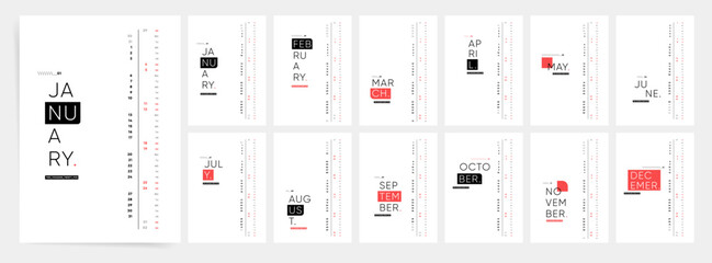 Modern 2025 Calendar with Minimalist Typography. Stylish and Clean Monthly 2025 Calendar Template.