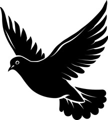 Pigeon flying dove silhouette in black color. Vector template design illustration.