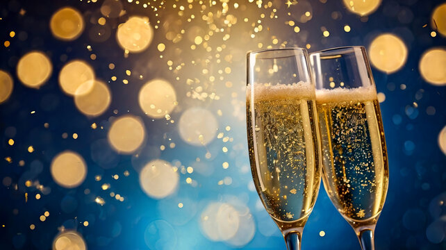 New year Celebration toast with champagne, Happy new year celebration background