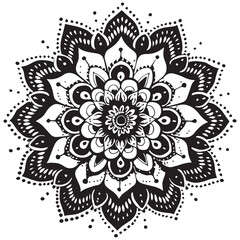 beautiful black and white floral mandala design white background