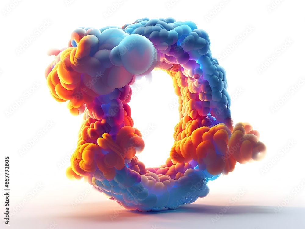 Poster Luminous Clouds Forming the Vibrant Number Zero on a Conceptual Abstract Background
