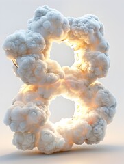 Luminous Cloudy Number 8 Burst in Serene Morning Sky on Isolated White Background