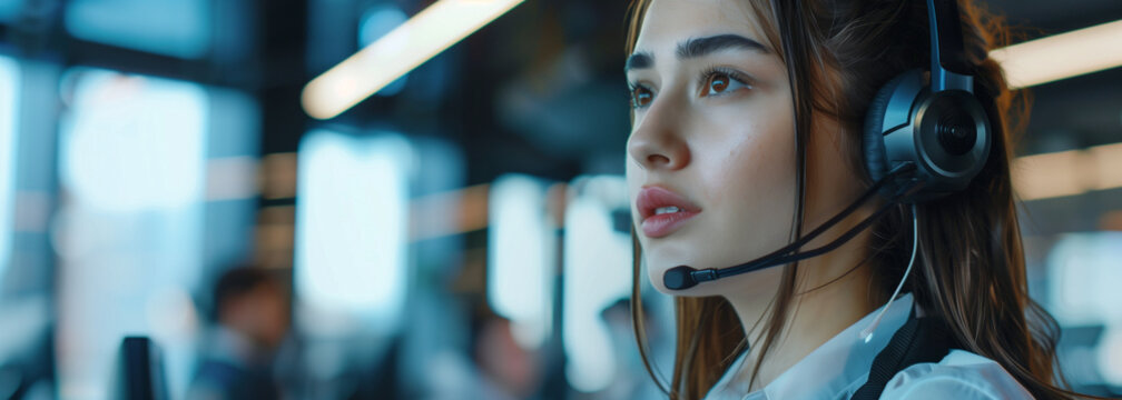Professional Customer Service Team Working in a Call Center. This image captures a professional customer service team working diligently in a call center.