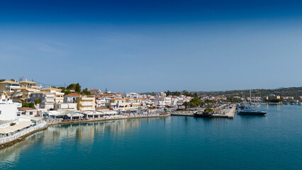 Fototapeta na wymiar Aerial view of Porto Cheli, a luxury seaside retreat at the east edge of the Peloponnese peninsula, Greece