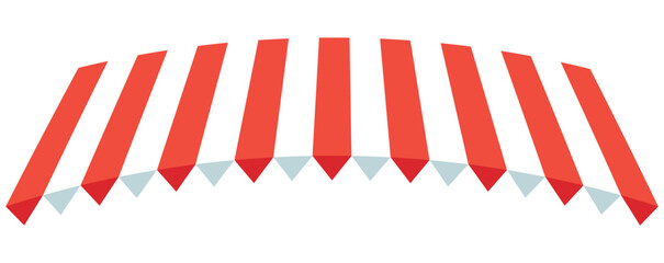 striped canopies for stores, restaurants and cafes, market tents. Roof of window marketplace. Parasol on white background. Vector illustration. EPS 10  © Quirk Craft Studio