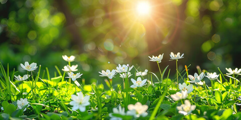 Obraz premium Green Flower Petals in Bright Flare
