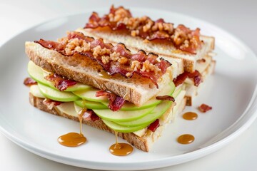 Stunning Caramel Apple and Bacon Boo-Nini on Elegant White Plate
