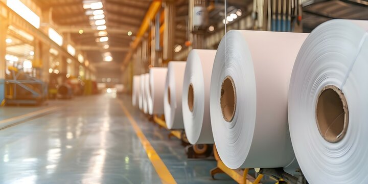 Paper mill machines transform wood pulp into paper rolls for different purposes. Concept Paper Mills, Wood Pulp, Paper Production, Paper Rolls, Manufacturing Processes