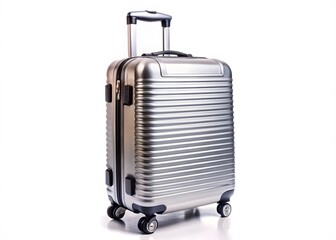 Silver Suitcase Isolated On White Background.