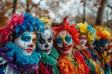 Obraz premium Halloween Celebration with Colorful Costumes