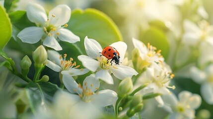 Fototapeta premium Ladybug on jasmine flower