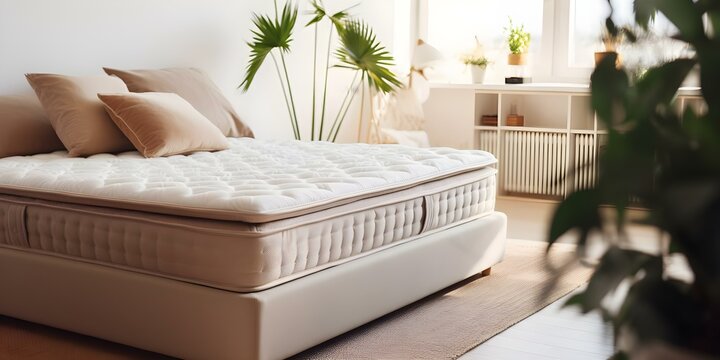 15 queensize beige coil mattress with reversible pillow top and washable tufted design. Concept - Mattresses.- Queen Size.- Beige.- Coil.- Pillow Top