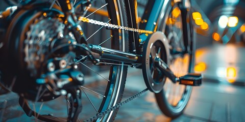 Fototapeta premium Isolated background photo of middrive electric bike centered professional photo copy space selective focus. Concept Isolated Background, Mid-Drive Electric Bike, Professional Photo, Copy Space