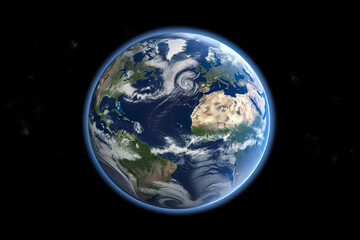 Fototapeta premium Earth Globe In Space With View Of The Continents, The Oceans And The Clouds - Generative AI