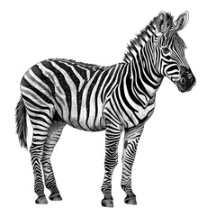 Fototapeta premium A detailed vector illustration of a zebra, showcasing its distinctive black and white stripes against a transparent background.