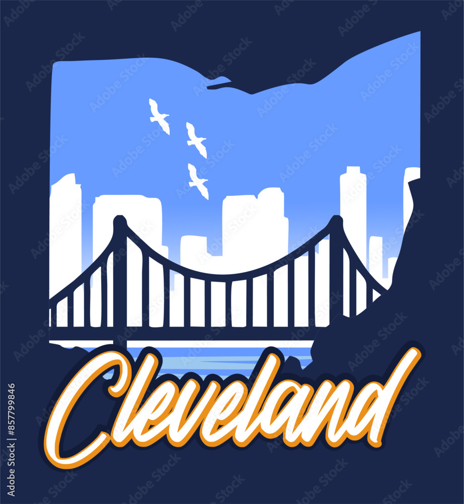 Poster Cleveland Ohio with beautiful views