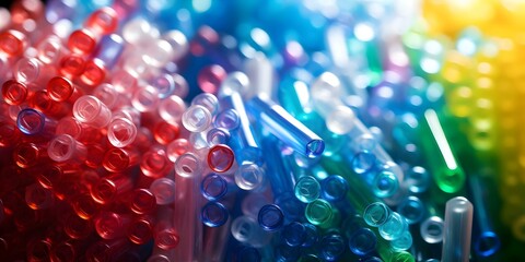 Ecofriendly plastic with potential to transform industry due to environmental safety. Concept Recyclable Plastics, Sustainable Manufacturing, Environmental Innovation, Green Technology