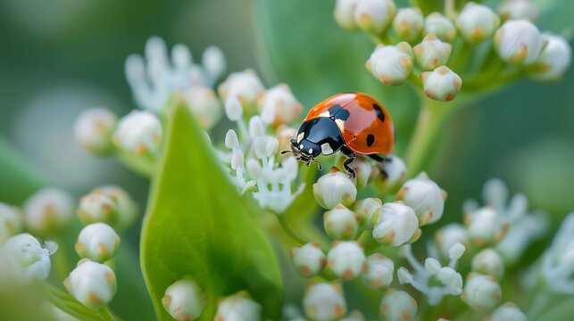 Ladybug on leucothoe flower