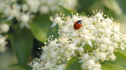 Fototapeta premium Ladybug on ligustrum flower