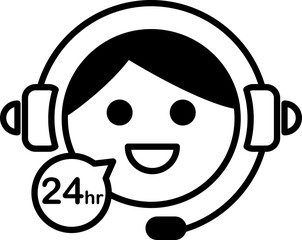 Customer service and Call center cartoon with 24 hour customer service