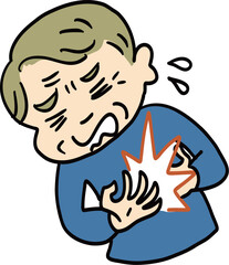 心臓に痛みを訴える男性