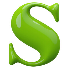 Green Bubble 3D Font Letter S uppercase