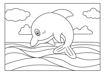 dolphin sketch for coloring book vector