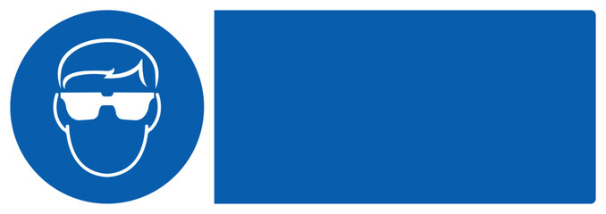 ISO mandatory safety signs eye protection required your custom message here landscape size 1/2 a4,a3,a2,a1