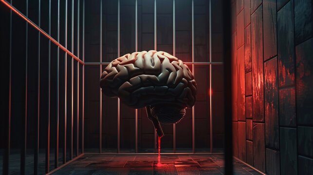 Confined mind, abstract virtual 3d rendering.