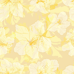 Transparent yellow azalea flower Minimal seamless pattern