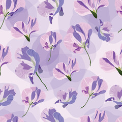 purple sweet pea flower Minimal seamless pattern .