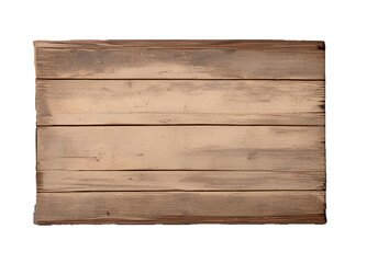 Isolated image of a worn wooden sign held by rope, featuring a rustic and vintage appearance with weathered texture