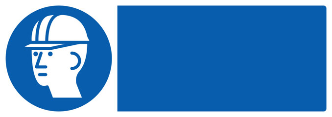 Naklejka premium ISO mandatory safety signs hard hat required your custom message here landscape size 1/2 a4,a3,a2,a1