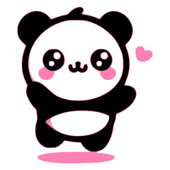 Naklejka premium Adorable Panda Bear with Pink Hearts - Cute Animal Design