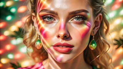 Obraz premium Artistic portrait of a woman with colorful lighting