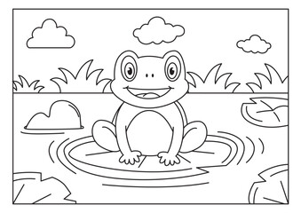 frog sketch for coloring book vector