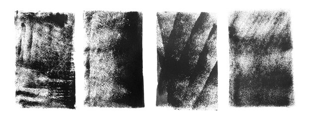 Abstract black ink paintings isolated on white, set