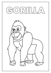 gorilla sketch for coloring book vector