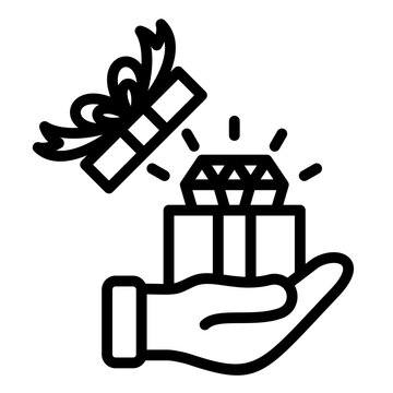 hand holding gift box with diamond clip art preview