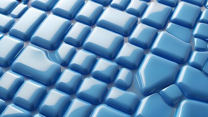 Blue plastic shiny background, latex glossy texture pattern, 3d render illustration.
