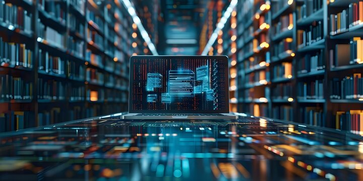 Online libraries and education platforms offer easy access to digital resources. Concept Online Learning, Digital Resources, Education Platforms, Virtual Libraries, Remote Education