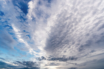 clear blue sky background,clouds with background, Blue sky background with tiny clouds. White fluffy clouds in the blue sky. 