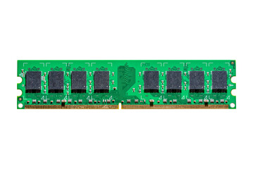 Close up of Electronic Ram(random access memory) on Mainboard computer